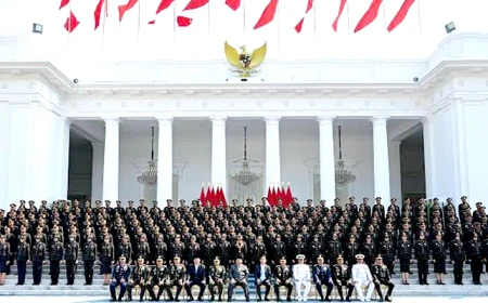 Presiden  Prabowo Lantik 1500 Perwira TNI dan Polri di Istana Negara 