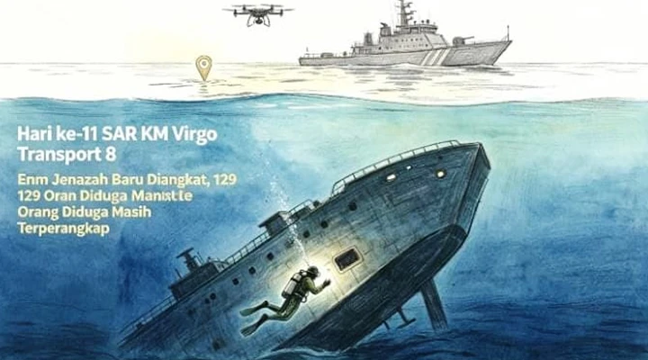 Hari ke-11 SAR KM Virgo Transport 8: Enam Jenazah Lagi Ditemukan, 129 Korban Lainnya Diduga Masih Terperangkap